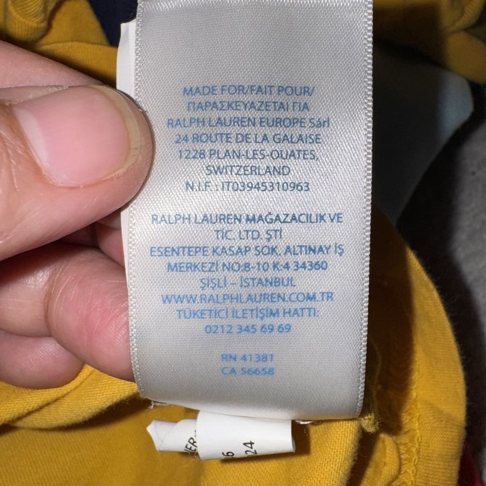 Ralph Lauren Baby 18M Yellow Long Sleeve Cotton T-Shirt Embroidered Logo - Picture 8 of 9